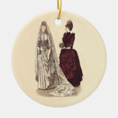 De  bruidparty's van het huwelijk en bruidsmeisje keramisch ornament (Voorkant)