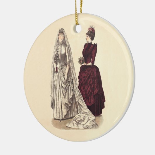 De  bruidparty's van het huwelijk en bruidsmeisje keramisch ornament (Links)