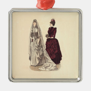 De  bruidparty's van het huwelijk en bruidsmeisje metalen ornament