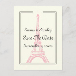 De bruidroze Eiffeltoren van Parijs sparen de Datu Aankondigingskaart