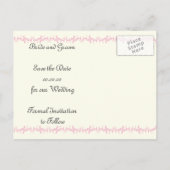 De bruidroze Eiffeltoren van Parijs sparen de Datu Aankondigingskaart (Achterkant)