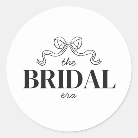 De Bruids Tijdperk | Lint Boog Schets Bruiloft Bor Ronde Sticker (Voorkant)