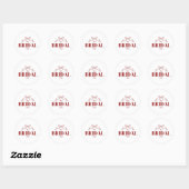 De Bruids Tijdperk | Rode Lint Boog Schets Bruilof Ronde Sticker (Vel)
