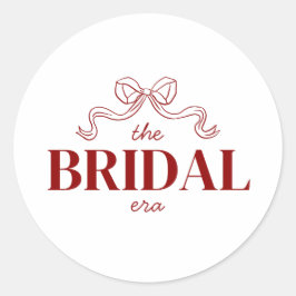De Bruids Tijdperk | Rode Lint Boog Schets Bruilof Ronde Sticker