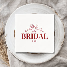 De Bruids Tijdperk | Rode Lint Boog Schets Bruilof Servet