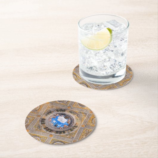 De bruidskamer, plafond door Andrea Mantegna Ronde Kartonnen Onderzetter (Insitu)