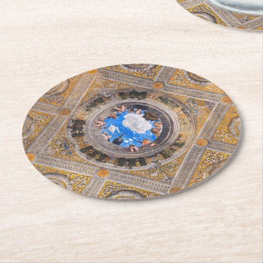 De bruidskamer, plafond door Andrea Mantegna Ronde Kartonnen Onderzetter (Gebogen)