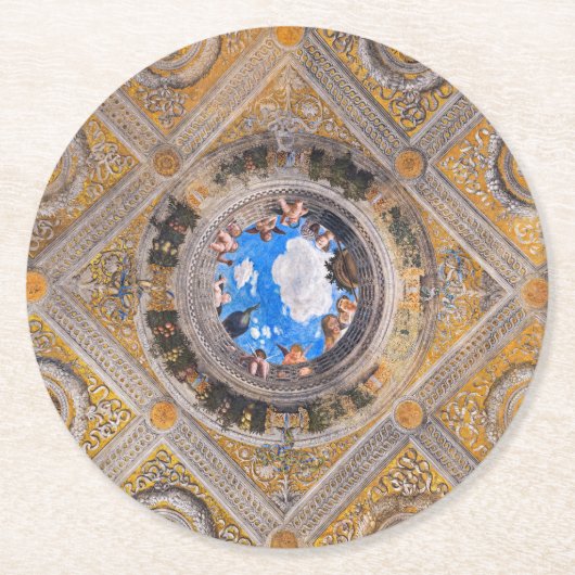De bruidskamer, plafond door Andrea Mantegna Ronde Kartonnen Onderzetter (Voorkant)