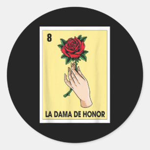 De bruidsmeisje Mexicaanse Bingo Kaart Bride Babe Ronde Sticker