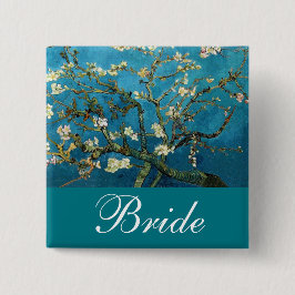 De bruidspeld/groompin Blossoming-amandelboom Vierkante Button 5,1 Cm