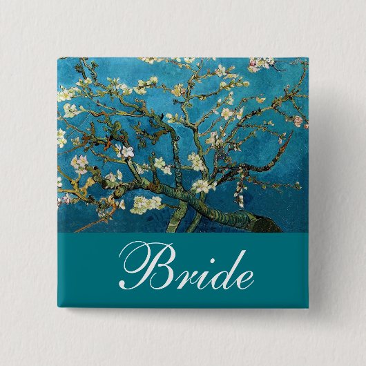 De bruidspeld/groompin Blossoming-amandelboom Vierkante Button 5,1 Cm (Voorkant)
