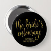 De Bruidsstoet Gouden Glitter Bachelorette Ronde Button 4,0 Cm (Voorkant /achterkant)