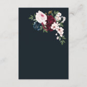 De bruiloft Bourgondië & Navy Waterverf Bloemen Informatiekaartje (Achterkant)