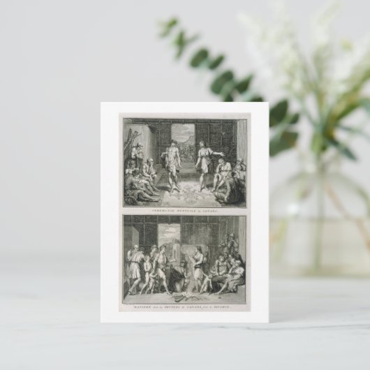 De bruiloft-ceremonie en de wijze van echtscheidin briefkaart (Staand voorkant)