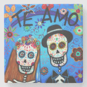 De bruiloft Dia de los Muertos Stenen Onderzetter (Voorkant)
