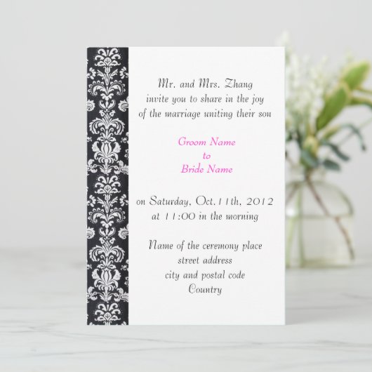 De bruiloft, Groom's ouders nodigen zwarte vogel u Kaart (Staand voorkant)