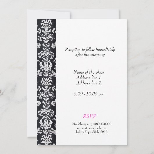 De bruiloft, Groom's ouders nodigen zwarte vogel u Kaart (Achterkant)