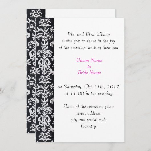 De bruiloft, Groom's ouders nodigen zwarte vogel u Kaart (Voorkant / Achterkant)