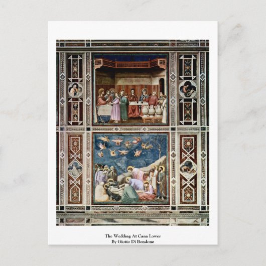 De bruiloft in Cana Lower door Giotto Di Bondone Briefkaart (Voorkant)