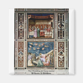 De bruiloft in Cana Lower door Giotto Di Bondone Magneet