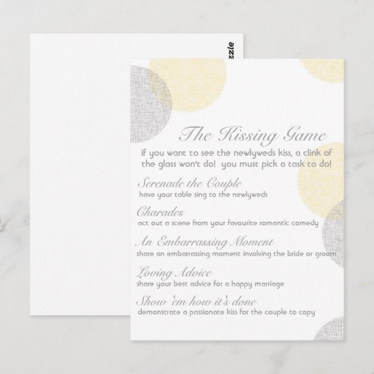 De bruiloft kussen spel briefkaart (Voorkant / Achterkant)