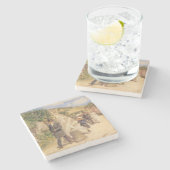 De bruiloft mars (huwelijkscène) stenen onderzetter (Zijkant)