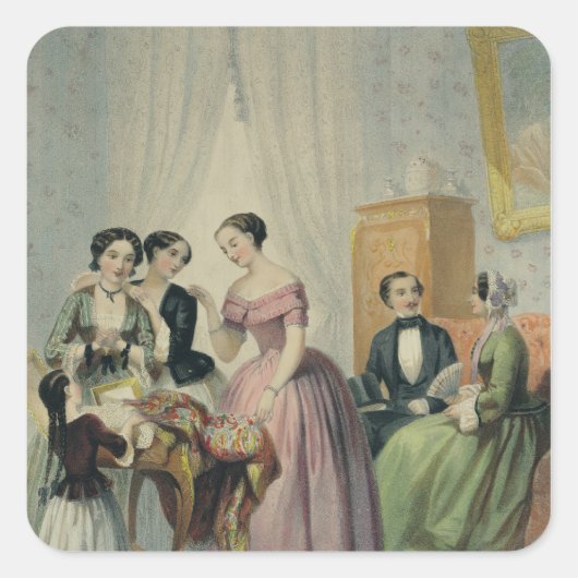 De bruiloft presenteert vierkante sticker (Voorkant)