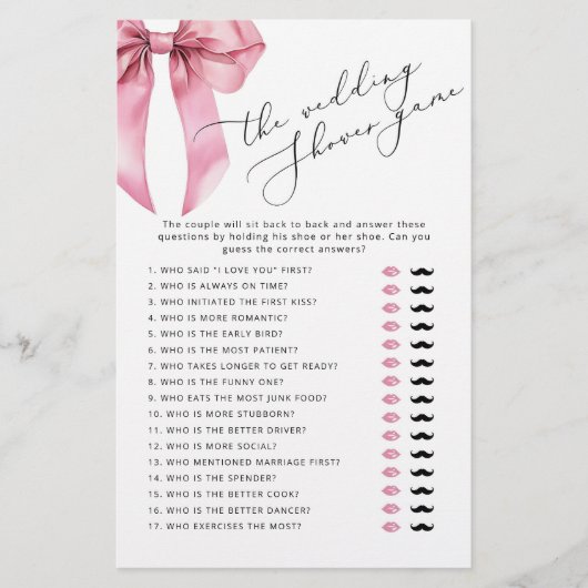 De bruiloft schoen spel Pink Bow Vrijgezellenfeest (Voorkant)