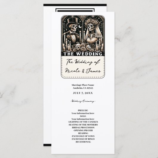 DE BRUILOFT Tarot Skeletons Bruid & bruidegom Prog Programmakaart (Voorkant / Achterkant)