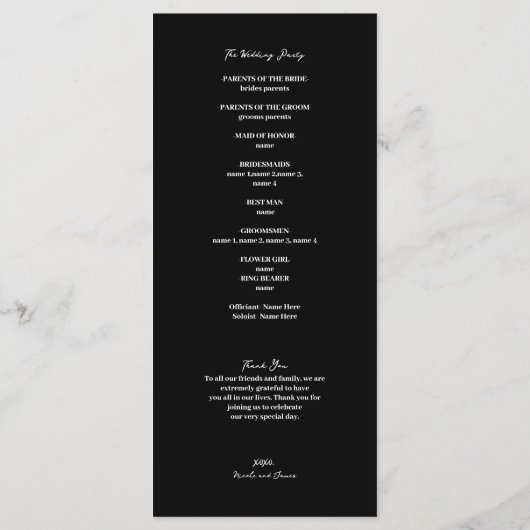 DE BRUILOFT Tarot Skeletons Bruid & bruidegom Prog Programmakaart (Achterkant)