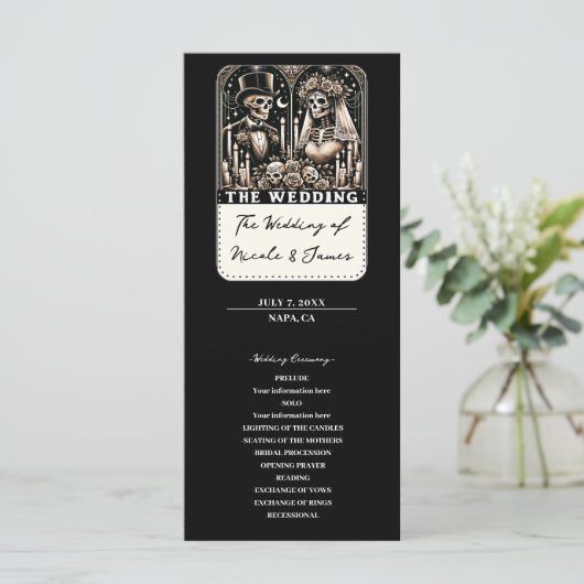 DE BRUILOFT Tarot Skeletons Bruid & bruidegom Prog Programmakaart (Staand voorkant)