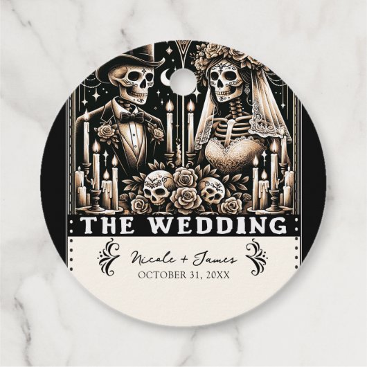 DE BRUILOFT Tarot Skeletten Bruid & bruidegom Bedankjes Labels (Achterkant)