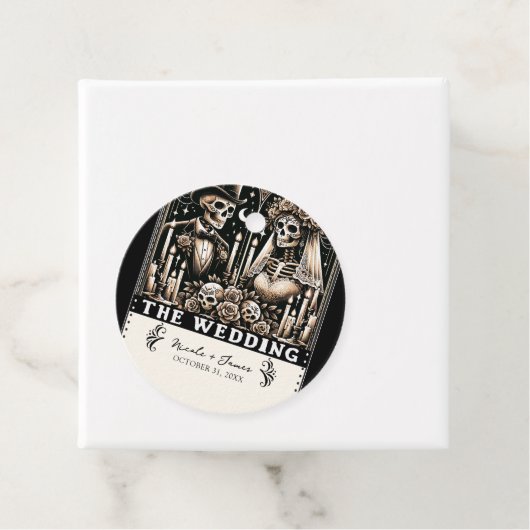DE BRUILOFT Tarot Skeletten Bruid & bruidegom Bedankjes Labels (In situ)