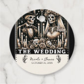 DE BRUILOFT Tarot Skeletten Bruid & bruidegom Bedankjes Labels (Voorkant)