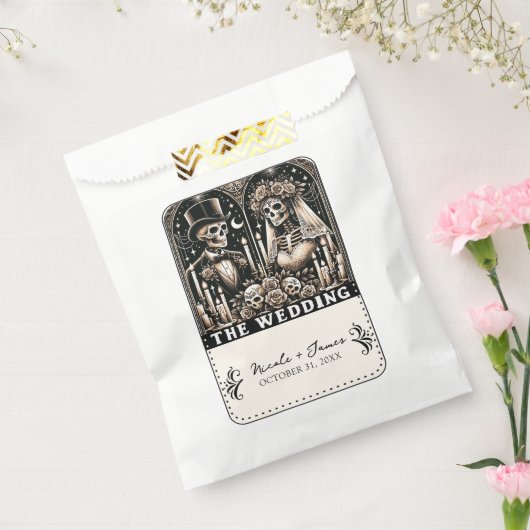 DE BRUILOFT Tarot Skeletten Bruid & bruidegom Bedankzakje (Gezegeld)
