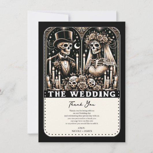 DE BRUILOFT Tarot Skeletten Bruid & bruidegom Kaart (Voorkant)