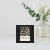 DE BRUILOFT Tarot Skeletten Bruid & bruidegom Vierkante Visitekaartje (Staand voorkant)