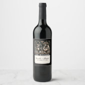 DE BRUILOFT Tarot Skeletten Bruid & bruidegom Wijn Etiket (Voorkant)