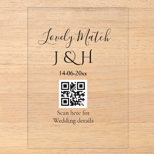 De bruiloft van add koppel naam QR code scan detai Acryl Uitnodigingen (Voorkant)