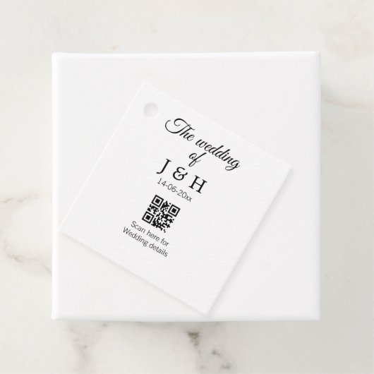 De bruiloft van add koppel naam QR code scan detai Bedankjes Labels (In situ)