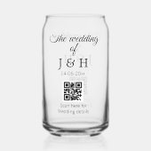 De bruiloft van add koppel naam QR code scan detai Blikvorm Glas (Achterkant)