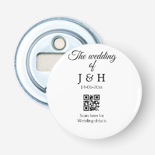 De bruiloft van add koppel naam QR code scan detai Button Flesopener