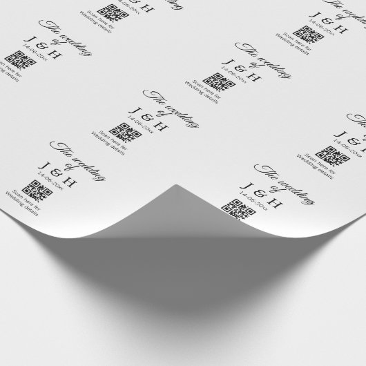 De bruiloft van add koppel naam QR code scan detai Cadeaupapier (Hoek)