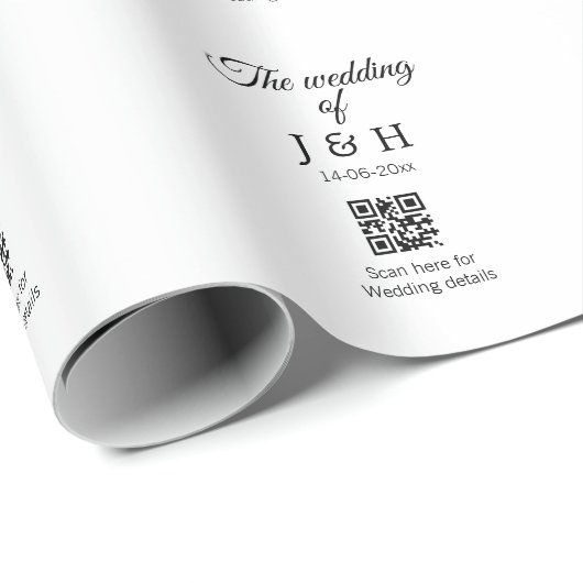 De bruiloft van add koppel naam QR code scan detai Cadeaupapier (Rol Hoek)
