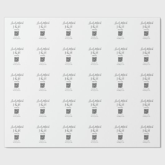 De bruiloft van add koppel naam QR code scan detai Cadeaupapier (Vlak)