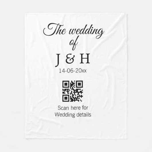 De bruiloft van add koppel naam QR code scan detai Fleece Deken (Voorkant)