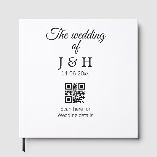 De bruiloft van add koppel naam QR code scan detai Gastenboek (Voorkant)