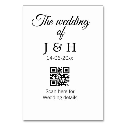 De bruiloft van add koppel naam QR code scan detai Kaart (Achterkant)