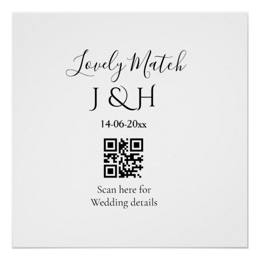 De bruiloft van add koppel naam QR code scan detai Perfect Poster (Voorkant)
