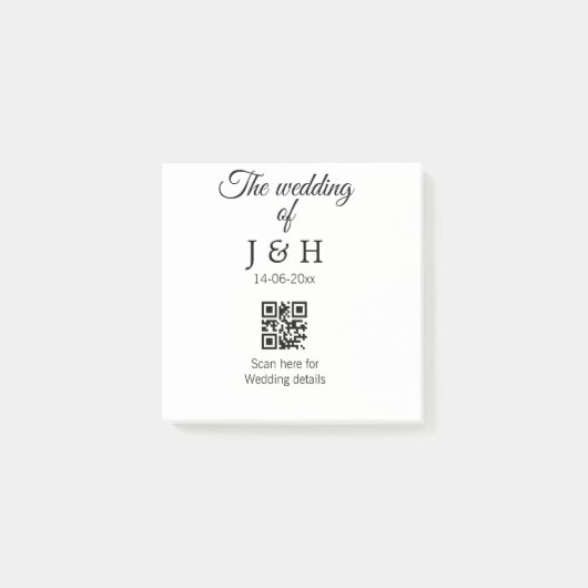 De bruiloft van add koppel naam QR code scan detai Post-it® Notes (Voorkant)